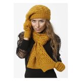 Wearflawless Kadın Kışlık Ressam 3'lü Set Atkı, Bere ve Eldiven Takımı Hardal Standart