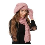Wearflawless Kadın Kışlık Ressam 3'lü Set Atkı, Bere ve Eldiven Takımı Pembe Standart