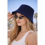 Wearflawless Kadın Lacivert Bucket Şapka, Yazlık Kova Şapka, Günlük Bucket/Fisher Şapka