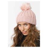 Wearflawless Kadın Pembe Bere Kışlık Yumuşak Akrilik Ponponlu Bere