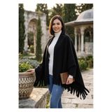 Wearflawless Kadın Polar Kumaş Şal, Atkı, Püsküllü Kışlık Sıcak Tutan Omuz Şalı