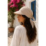 Wearflawless Kadın Safari Bağlamalı Siperli Bandana Şapka, Yazlık Güneşlik Şapka Plaj Deniz Vizör Şapka - Standart - Bej