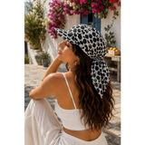 Wearflawless Kadın Safari Bağlamalı Siperli Bandana Şapka, Yazlık Güneşlik Şapka Plaj Deniz Vizör Şapka - Standart - Beyaz Leopar