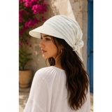 Wearflawless Kadın Safari Bağlamalı Siperli Bandana Şapka, Yazlık Güneşlik Şapka Plaj Deniz Vizör Şapka - Standart - Beyaz