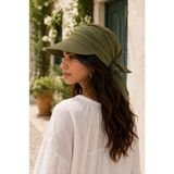 Wearflawless Kadın Safari Bağlamalı Siperli Bandana Şapka, Yazlık Güneşlik Şapka Plaj Deniz Vizör Şapka - Standart - Haki