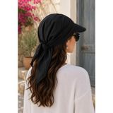 Wearflawless Kadın Safari Bağlamalı Siperli Bandana Şapka, Yazlık Güneşlik Şapka Plaj Deniz Vizör Şapka - Standart - Siyah