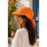Wearflawless Kadın Safari Bağlamalı Siperli Bandana Şapka, Yazlık Güneşlik Şapka Plaj Deniz Vizör Şapka - Standart - Turuncu