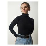 Wearflawless Kadın Uzun Kollu Fitilli Balıkçı Yaka Örme Bluz