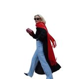 Wearflawless Kadın Yumuşak Dokulu Kalın Atkı, Şal, Omuz Şalı (Kırmızı)