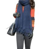 Wearflawless Kadın Yumuşak Dokulu Kalın Atkı, Şal, Omuz Şalı (Lacivert)