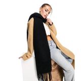 Wearflawless Kadın Yumuşak Dokulu Kalın Atkı, Şal, Omuz Şalı (Siyah)