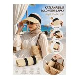 Wearflawless Katlanabilir Rulo Hasır Vizör Şapka, Kadın Yazlık hasır Güneş Şapkası, Çantada Taşınabilir Plaj Şapkası
