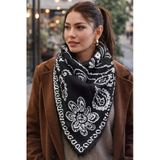 Wearflawless Trend Çift Taraflı Etnik Desenli Üçgen Triko Atkı, Trend Üçgen Şal, Fular
