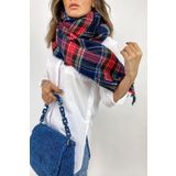 Wearflawless Yumuşak Dokulu Çizgili Atkı Unisex lacivert ekoseli Tek Ebat