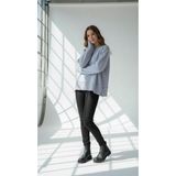 Wearified Kadın Triko Yumuşacık Oversize Bisiklet Yaka Ribana Saç Örgü Detaylı Homy Kazak - Bebe Mavi - 2XL