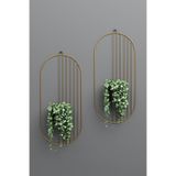 wearme 2’li Gold Kaplama Metal Duvar Saksılığı Oval Modern Çiçeklik & Dekoratif Duvar Aksesuar