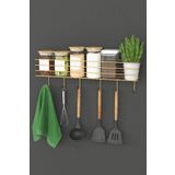 wearme 55 Cm Askılı Mutfak Rafı Tezgah Üstü Düzenleyici Baharatlık Organizer Vidalı Ve Yapışkanlı