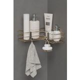 wearme Yapışkanlı Duvar Düzenleyici Organizer Banyo Köşeliği Köşe Rafı Duş Şampuanlık Raf Gold Metal