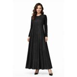 Wearon Kadın Siyah Taşlı Uzun Kol Likralı Viskon Elbise BGL-ST05324