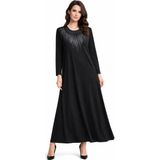 Wearon Kadın Siyah Taşlı Uzun Kol Likralı Viskon Elbise BGL-ST05326