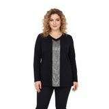 Wearon Kadın Siyah V Yaka Taşlı Bluz BGL-ST05150