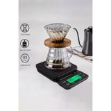 Weather Forecast Dijital Hassas Kahve Terazi Zaman Ayarlı Kahve Dripper Tartı 3 kg / 0.1 gr THR389 - Siyah