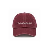 WeavedCo "That's What She Said" Yazılı Eskitme Yıkamalı Kep Şapka