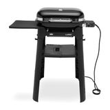 Weber Lumin Compact taşınabilir kompakt elektrikli mangal, stantlı/kızartmalı, tütsüleme, buharda pişirme, pişirme ve sıcak tutma, 315°C'ye kadar, porselen emaye dökme demir ızgara, 43 x 32 cm ızgara