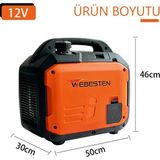 Webesten 12V DC Portatif Jeneratör 1200W Benzinli Otomatik Çalıştırma Özelliği ile Güçlü Enerji