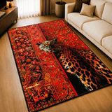 Weblonya Leopar Desenli Halı Duvar Halısı 120 Cm X 180 Cm 5901 Kırmızı