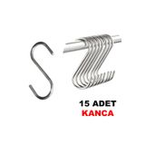 Weblonya Metal S Kanca Tel Askılık Mutfak Askısı Dolap Gardırop Askısı (15 Adet ) 6000