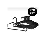 Webmall 30 Adet - Siyah Elbise, Fular, Gömlek, Tişört Askısı Kırılmaz Askı
