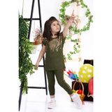 Webombinoo Yeşil Kız Çocuk Payetli Taytlı Kız Takım - 11 - 12 Yaş