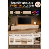 webotto 8 Alpiz Genişletilebilir Modüler Tv Ünitesi Traverten Desen Modern Kapaklı Uçan Tv Sehpası Modül 43,5cm
