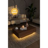 webotto 8 Divlit Led Işıklı Koyu Ceviz Dikdörtgen Orta Sehpa Yeni Nesil Modern Orta Sehpa Koyu Kahve Ahşap Sehpa