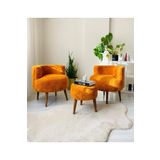 WEBPANYA Çay Seti Ikili Koltuk Berjer Ve Puf Takımı turuncu teddy (SALON, BALKON, OFİS) 3 Lü Takım