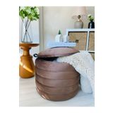 WEBPANYA Geniş Oturum Alanlı Handmade Silinebilir Kumaş Sandıklı Silindir Dekoratif Puf Orta Sehpa
