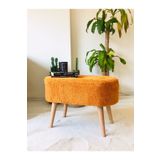WEBPANYA Gürgen Ahşap Ayak Turuncu Pofidik Tedy Handmade Oval Puf Bench Sandalye