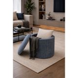 WEBPANYA Handmade X Large Mavi Dokuma Kumaş Sandıklı Silindir Dekoratif Pufidik Puf Bench