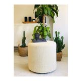 WEBPANYA Pufanna-handmade Krem Tedy Kumaş Silindir Dekoratif Pufidik Puf Bench