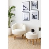 WEBPANYA Retro Ağaç Ayak Çay Seti Tekli Koltuk Berjer (SALON, BALKON, OFİS) PUF HEDİYELİ
