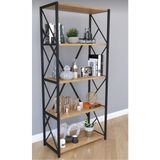 Webreyon35 Metal Kitaplık 5 Raflı Ofis Kitaplığı Kitap Dosya Rafı Ceviz