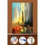 WebStyle Sayılarla Boyama Seti Çerçeveli Kasnaklı Dubai Şehir Merkezi 40X50 cm