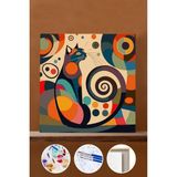 WebStyle Sayılarla Boyama Seti Çerçeveli Kasnaklı Kedi Oval Dünyası 50X65 cm