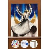 WebStyle Sayılarla Boyama Seti Çerçeveli Kasnaklı Mevlana 5 50X65 cm