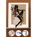 WebStyle Sayılarla Boyama Seti Çerçeveli Kasnaklı Saksı ve Kız 50X65 cm