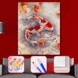 WebStyle Sayılarla Boyama Seti Kasnaklı Dans Eden Japon Balıkları 50 x 65 cm