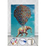 WebStyle Sayılarla Boyama Seti Kasnaklı Filin Balonla Seyahati 50 x 65 cm