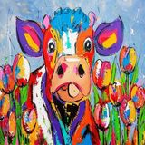 WebStyle Sayılarla Boyama Seti Kasnaklı Inek ve Laleler 60 x 75 cm