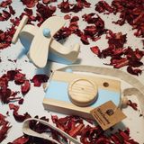 Websunday Ahşap Elyapımı Baby Uçak ve Oyuncak Fotoğraf Makinesi Set, Dekoratif, Eğitici Oyuncak, Çocuk Oyuncak - Bebek Mavisi